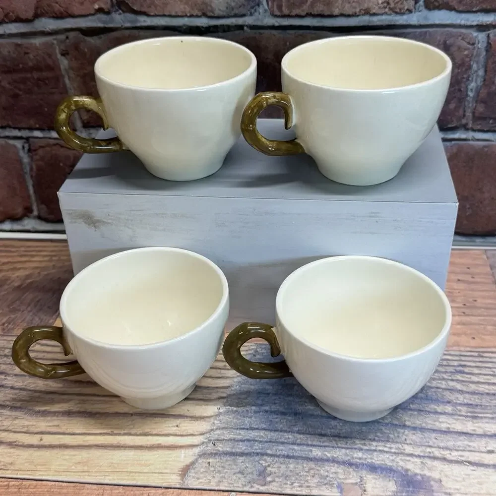 4‎ Vtg Poppytrail Metlox California Ivy Tea or Coffee Cups Hand Painted 1950 MCM